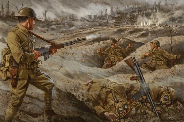 Soldados ingleses en las trincheras de la primera guerra mundial