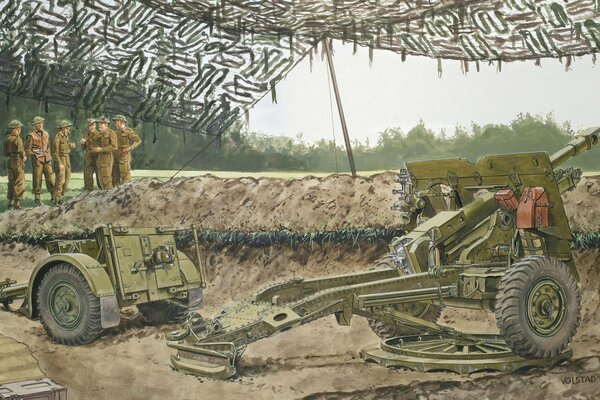 War soldiers cannon drawing