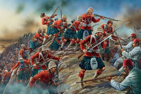 Сражение британских войск в юбках