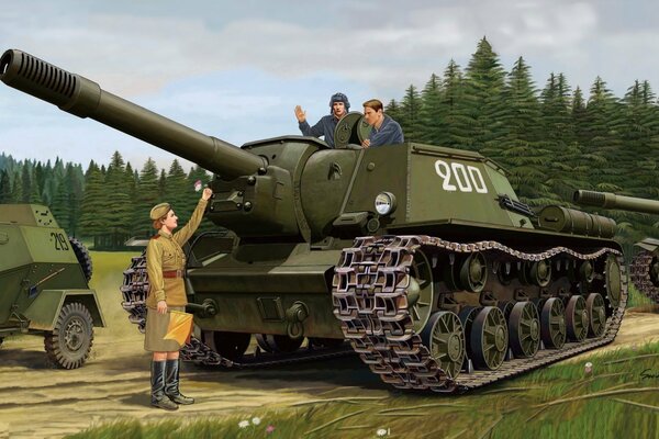Drawing of Soviet self-propelled artillery guns