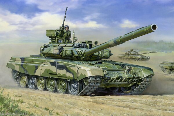 Боевой российский танк т-90