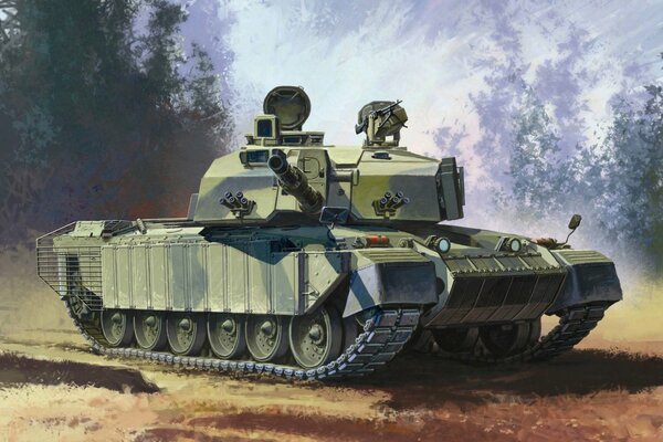 Rysunek artystyczny czołgu wojskowego