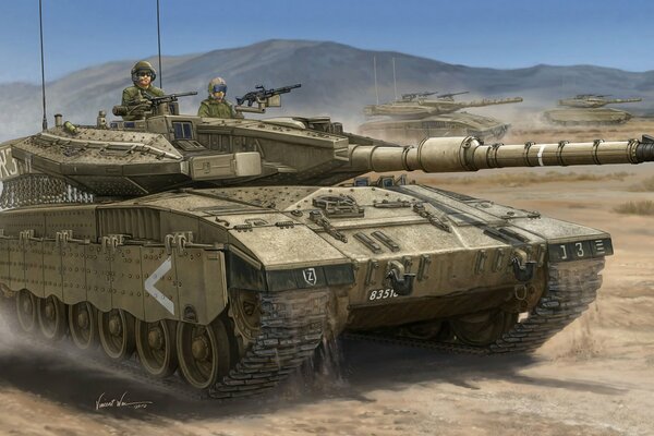 Carro armato principale di Israele con soldati