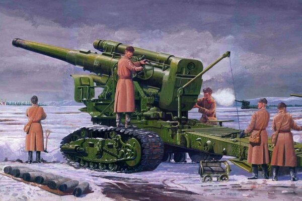 Truppe sovietiche su un carro armato in battaglia