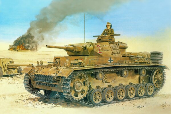 Los alemanes en un tanque en el desierto