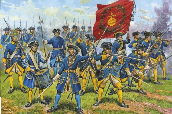 Рисунок битвы шведской армии на войне