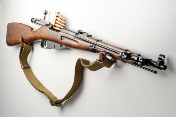 The legendary Mosin rifle on a light background