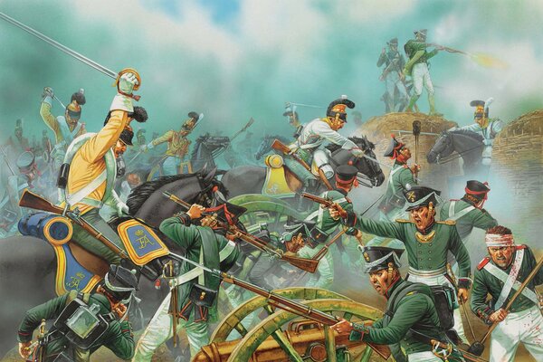 Attaque de la cavalerie française en russe redoute. Bataille de Borodino 1812