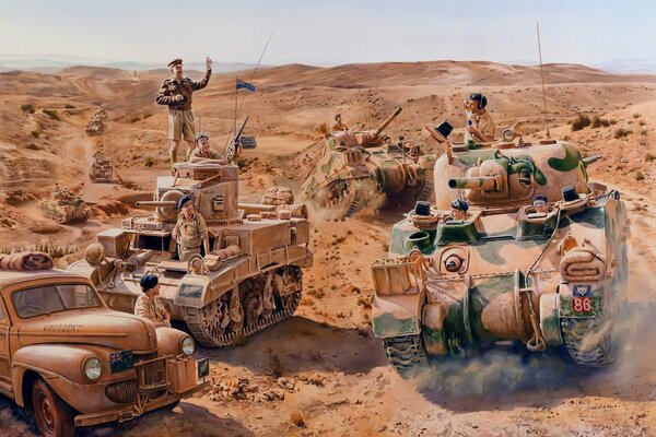 British military on tank battle