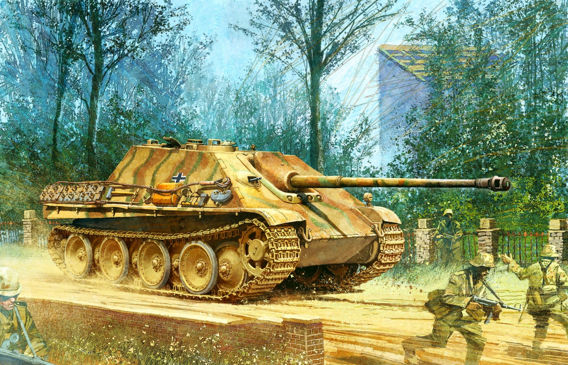 disegno semovente e artiglieria acs cacciacarri yagdpanter sd.kfz . 173 jagdpanther wehrmacht tedeschi seconda guerra mondiale