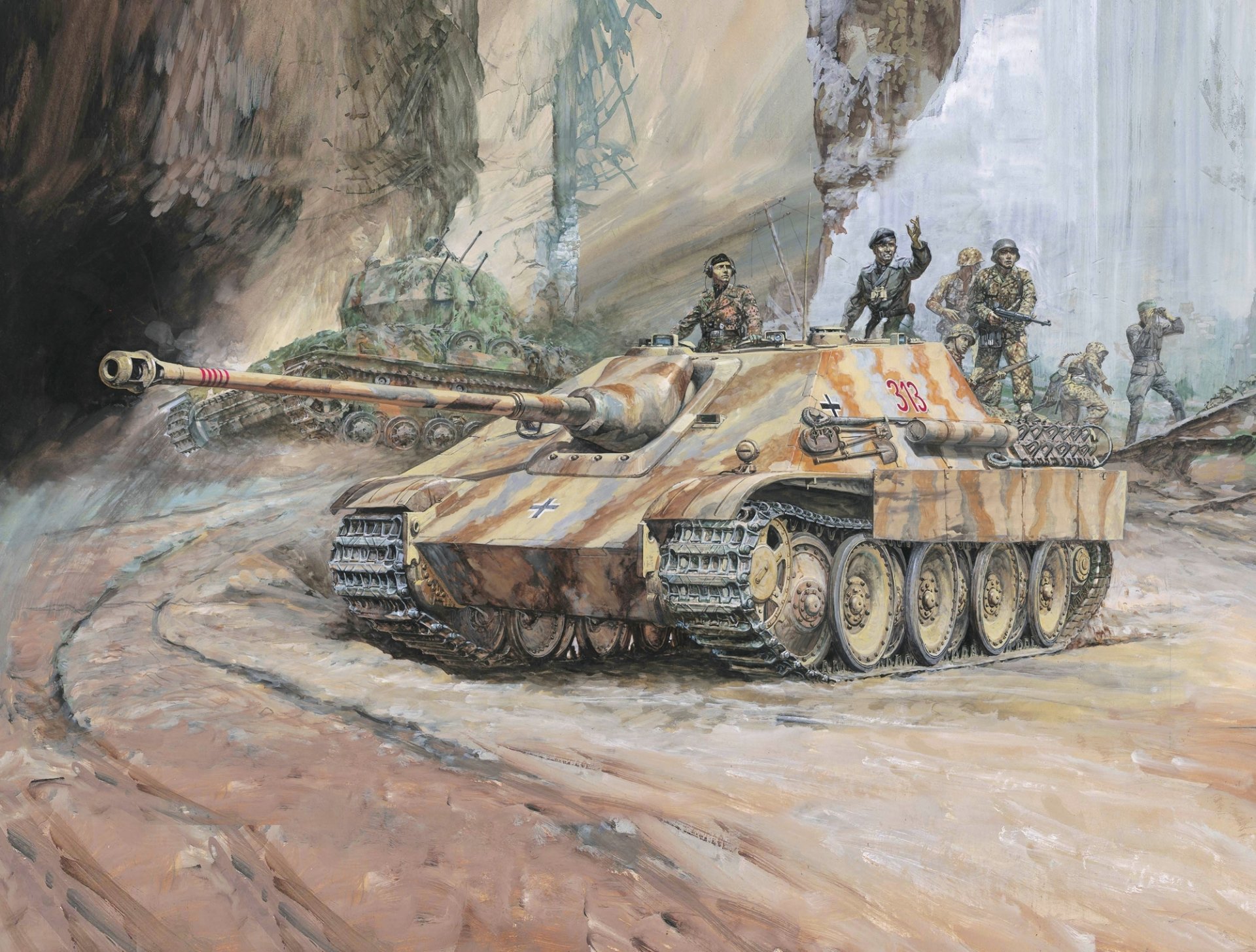 disegno supporto semovente e di artiglieria acs cacciatorpediniere yagdpanter sd.kfz . 173 jagdpanther wehrmacht tedeschi seconda guerra mondiale