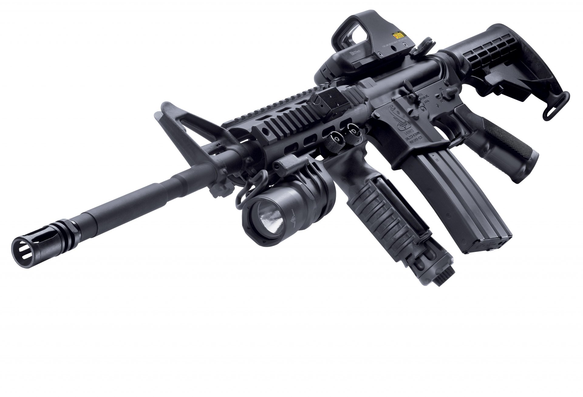 m4a1 ee. uu. rifle de asalto arma ametralladora kit de cuerpo linterna táctica empuñadura táctica fondo de pantalla