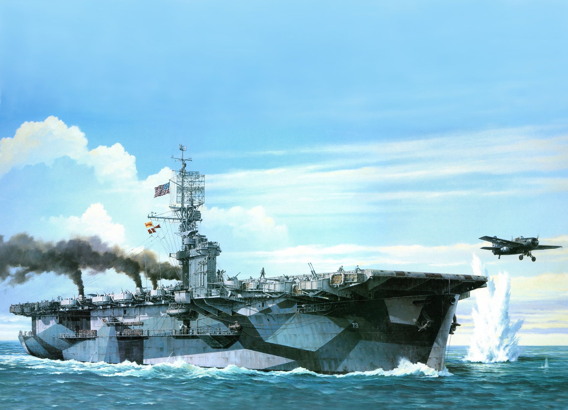 uss gambier bay cve-73 kunst zeichnung