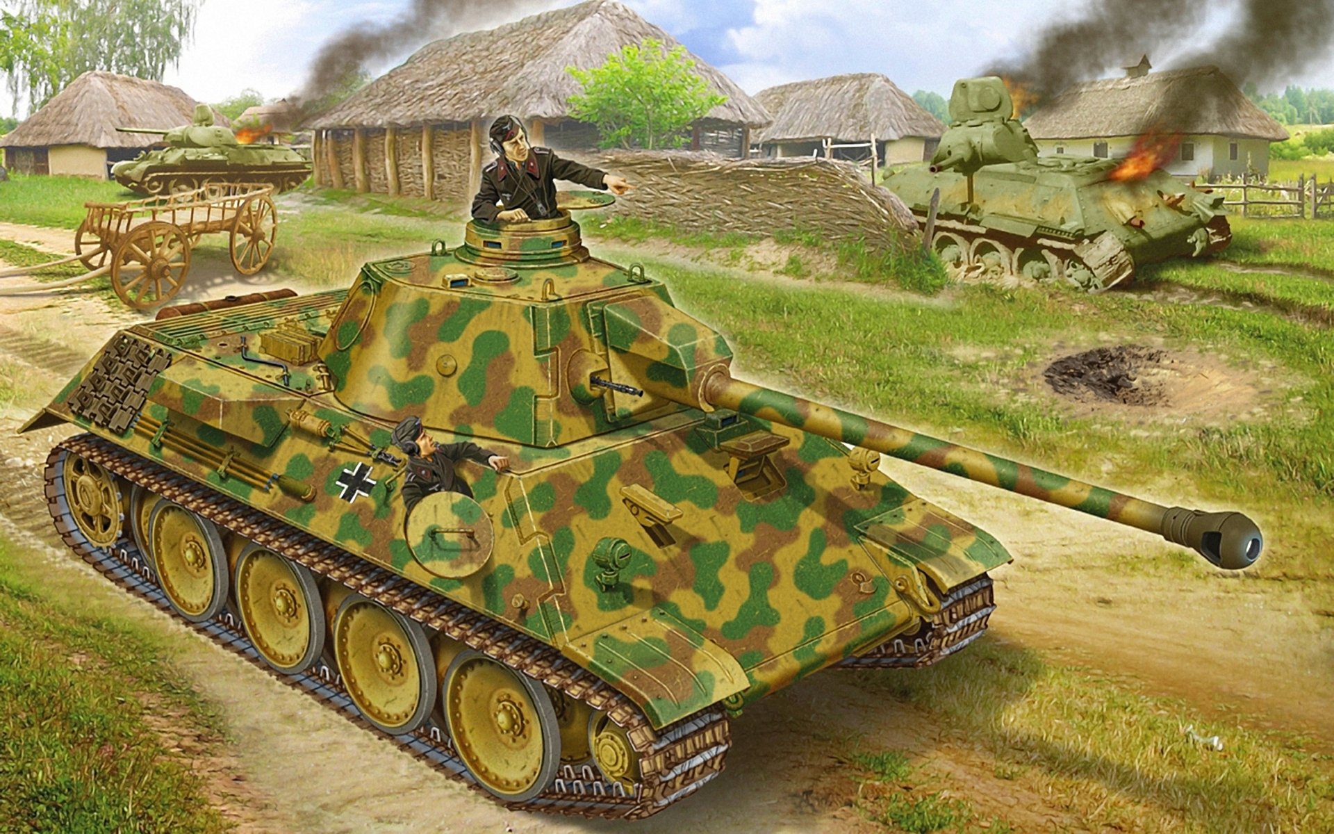 dibujo prototipo tanque medio vk 3002 db derribado t-34 pueblo alemanes