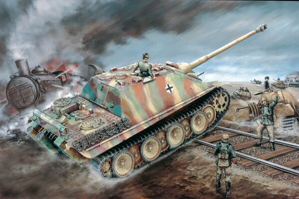 Tank on rails battlefield war