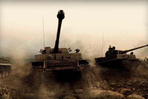 Panzer im Krieg gehen in die Schlacht