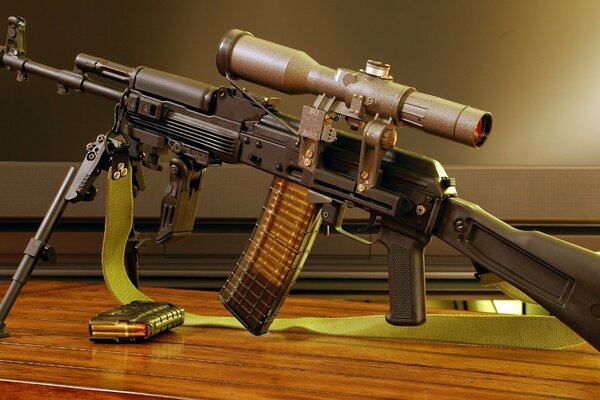Kalashnikov assault rifle with optics