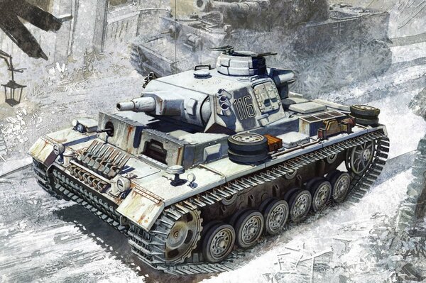Рисунок среднего немецкого танка