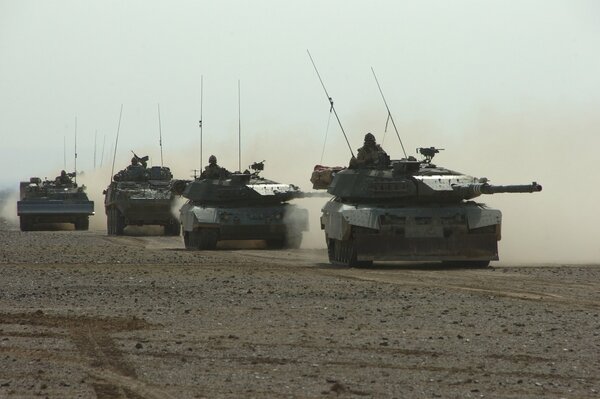 German convoy of military tanks