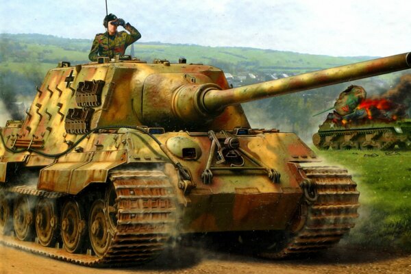 Drawing of a heavy German tank in the campaign