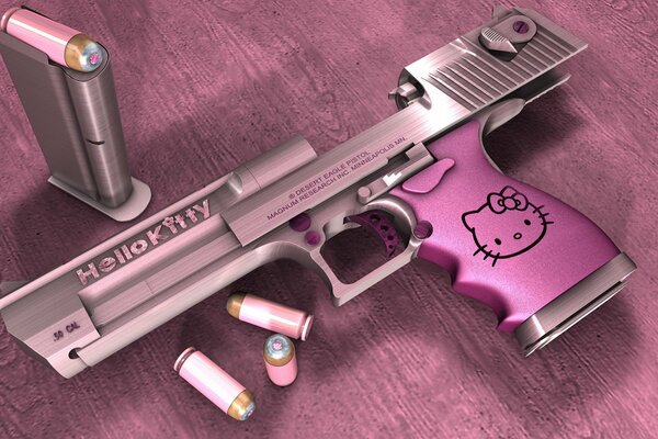 Różowy pistolet z miniaturowymi kulkami