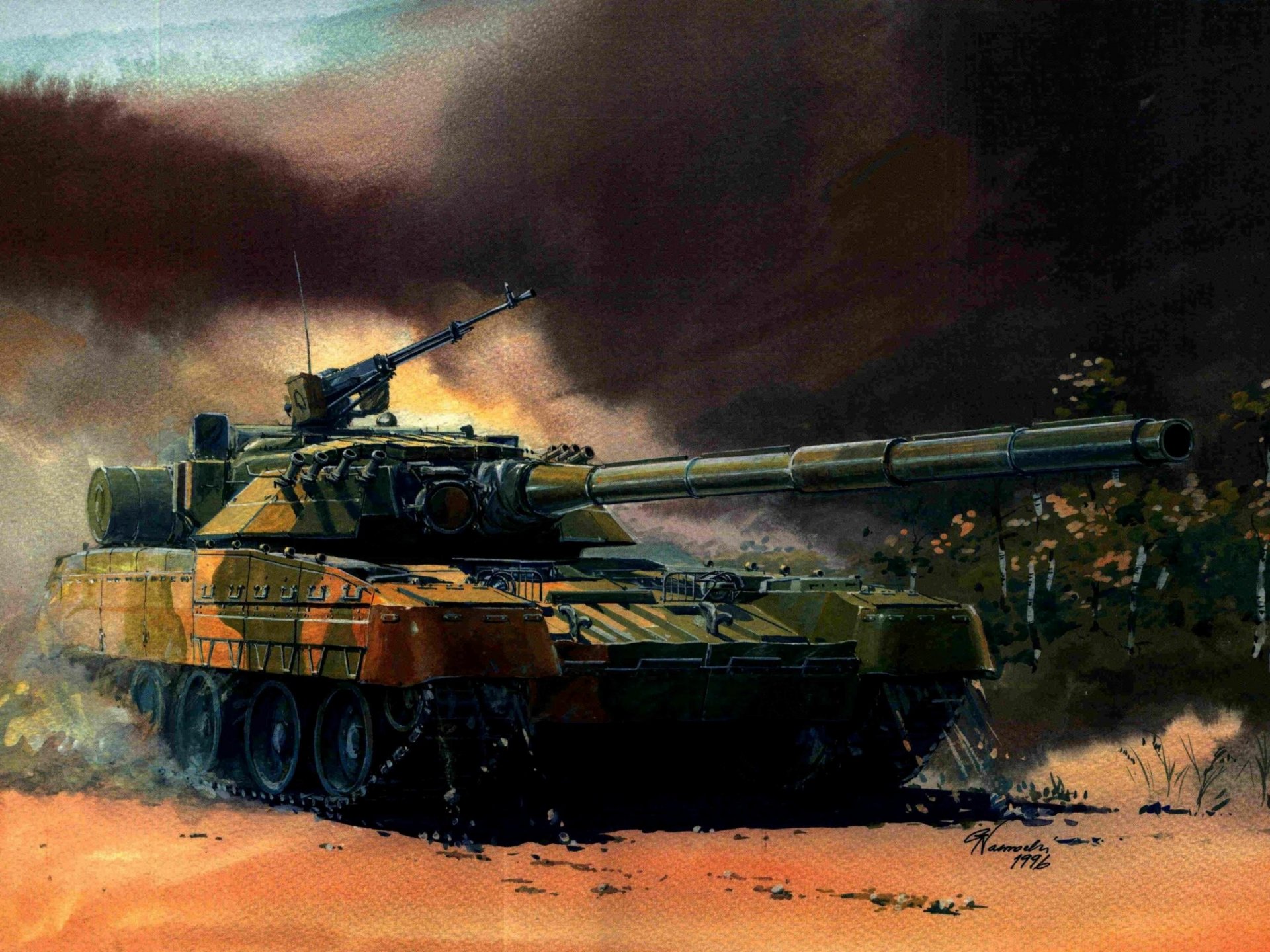 tank grün maschinengewehr pistole kunst