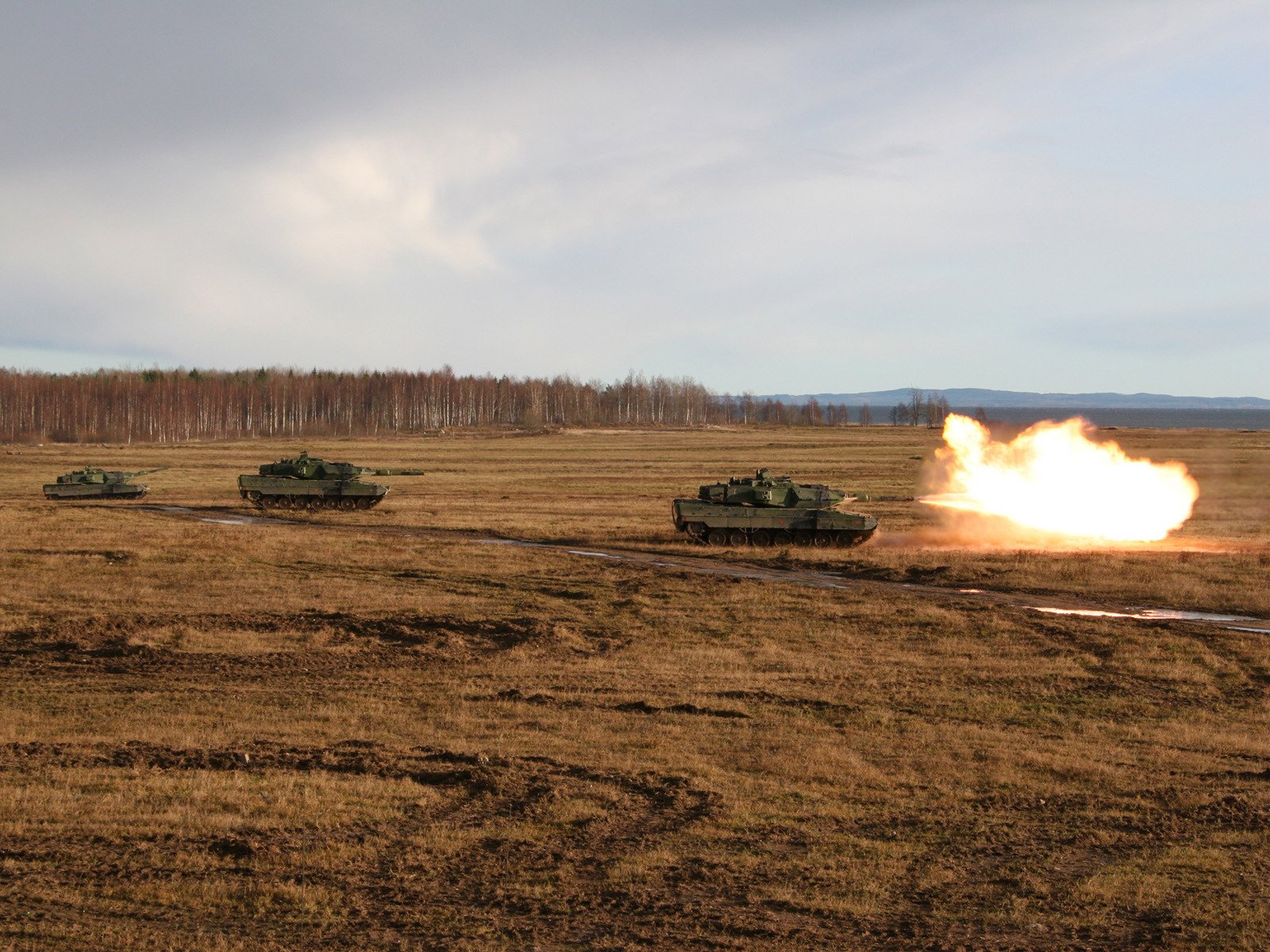 tanks schuss trio feld wald