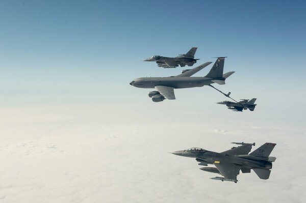 Refueling aircraft before a long walk