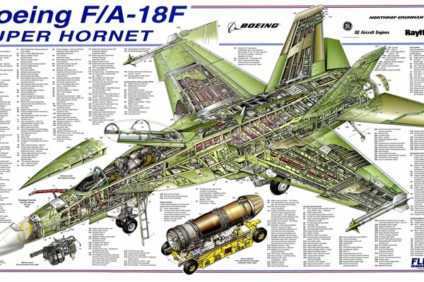 Boeing 18F dessin détaillé Hornet superbe