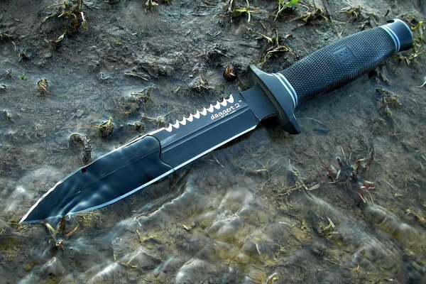 On the ground lies a cold weapon-a knife