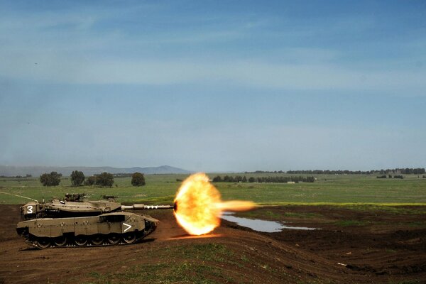 A shot from a tank at the training ground