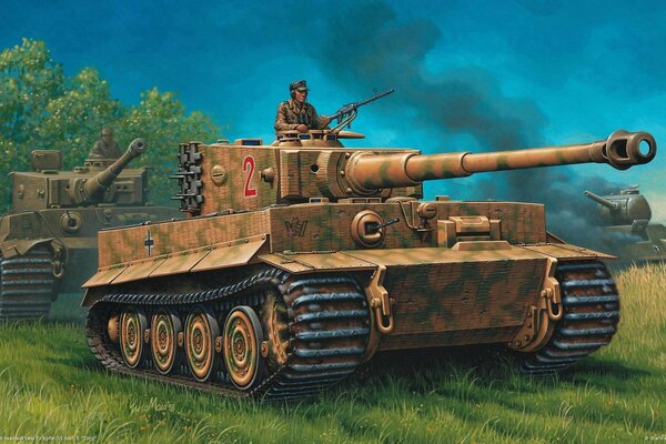 Handgezeichnete Militärpanzer Tiger