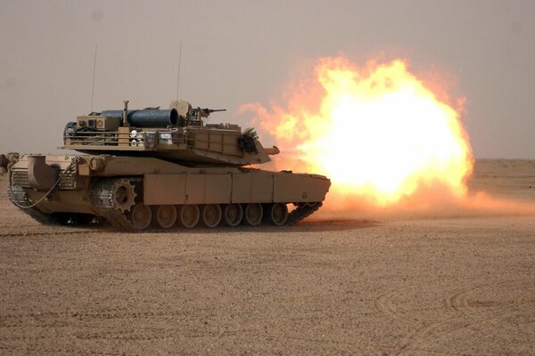 Shot with tank fire in the desert