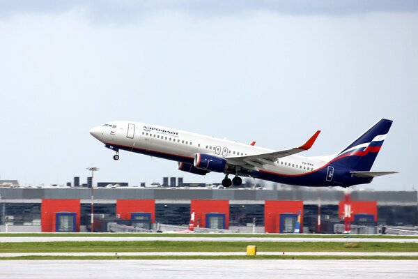 Passenger plane rises from the runway