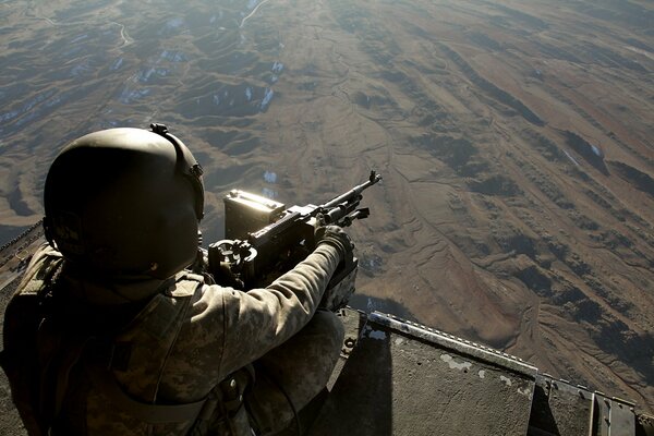 The shooter fires from a height