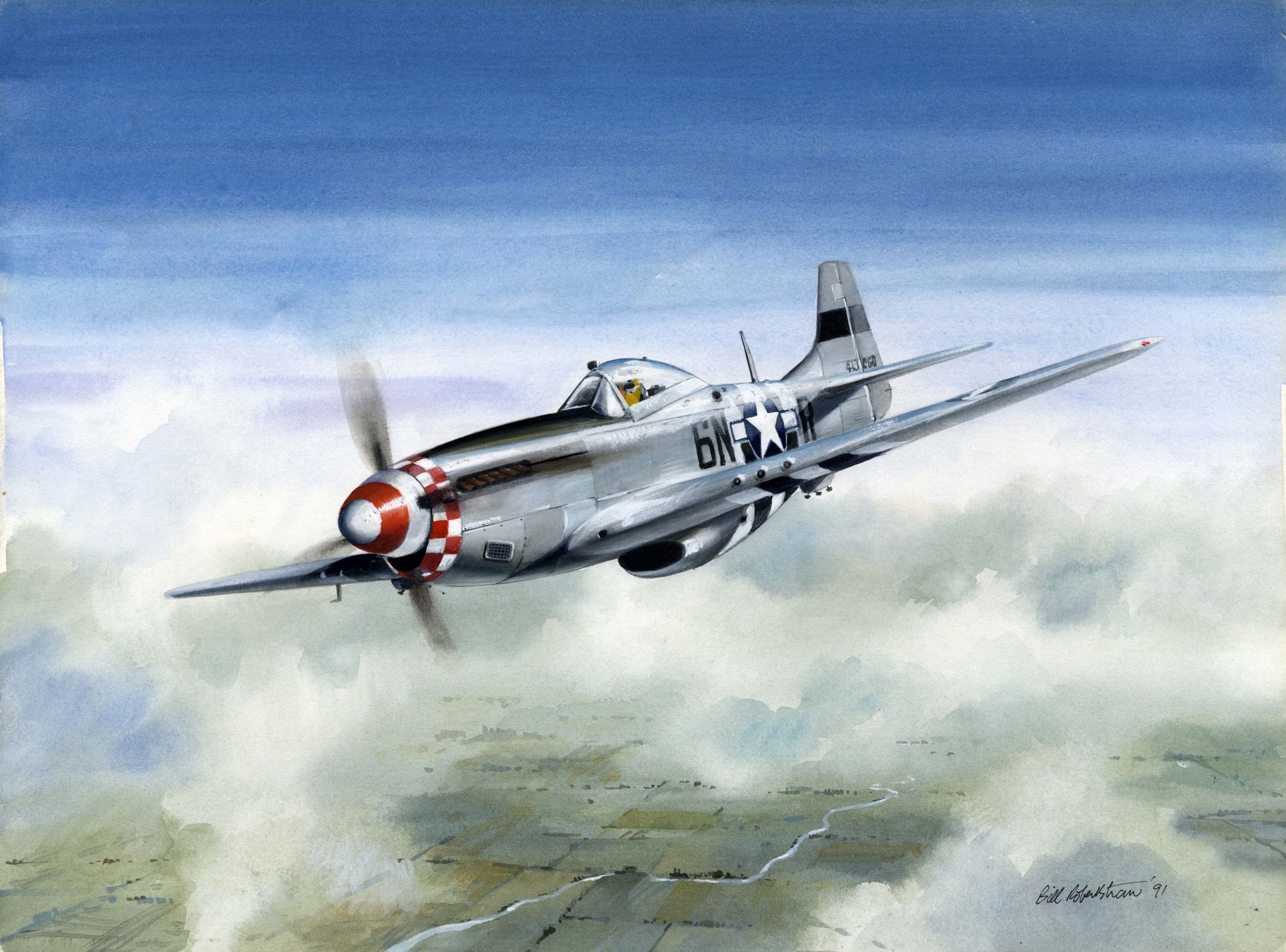 avion avion de chasse amérique du nord p51 mustang altitude vol nuages art dessin