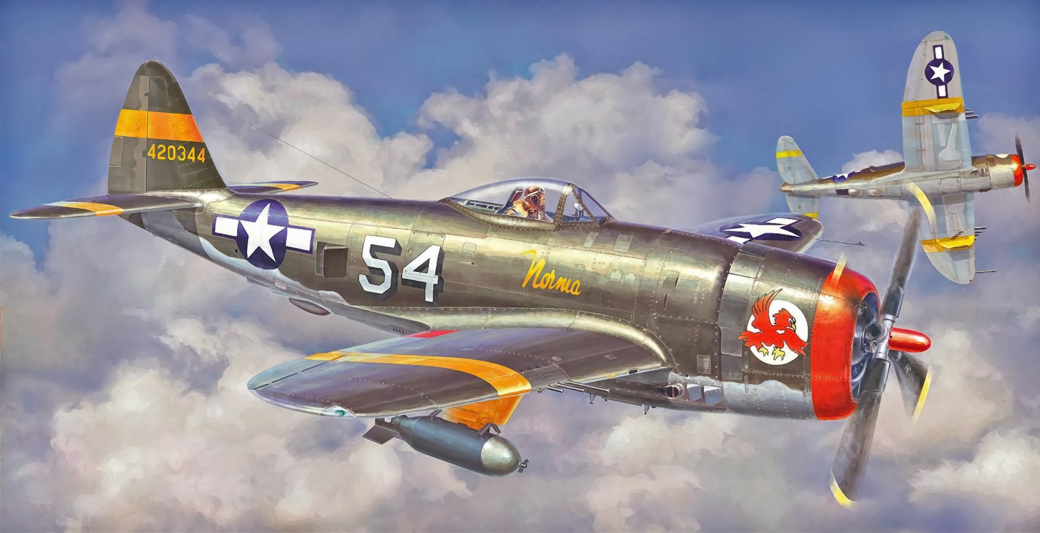 p 47 thunderbolt ww2 guerre art peinture combattant américain avion