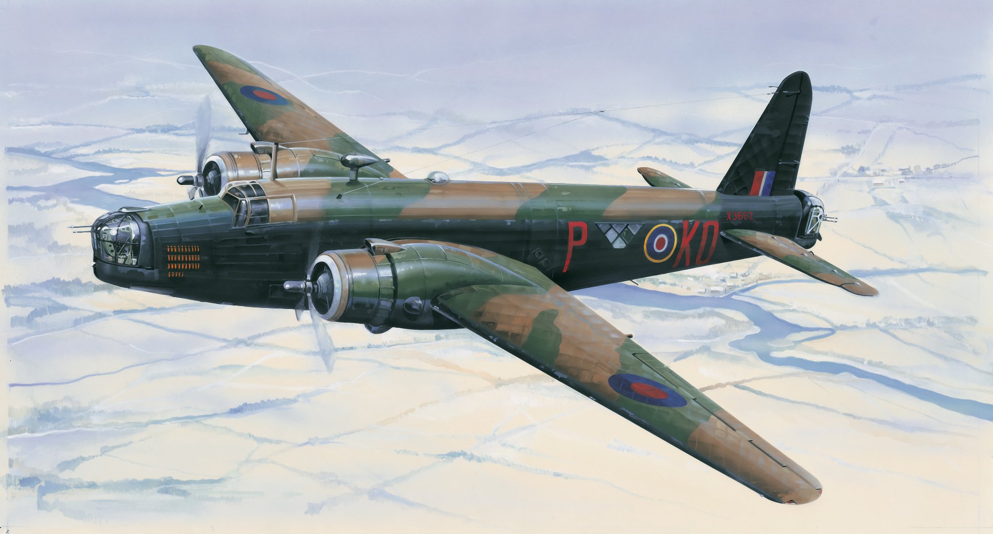 vickers wellington britischer bomber ww2 krieg kunst malerei flugzeug