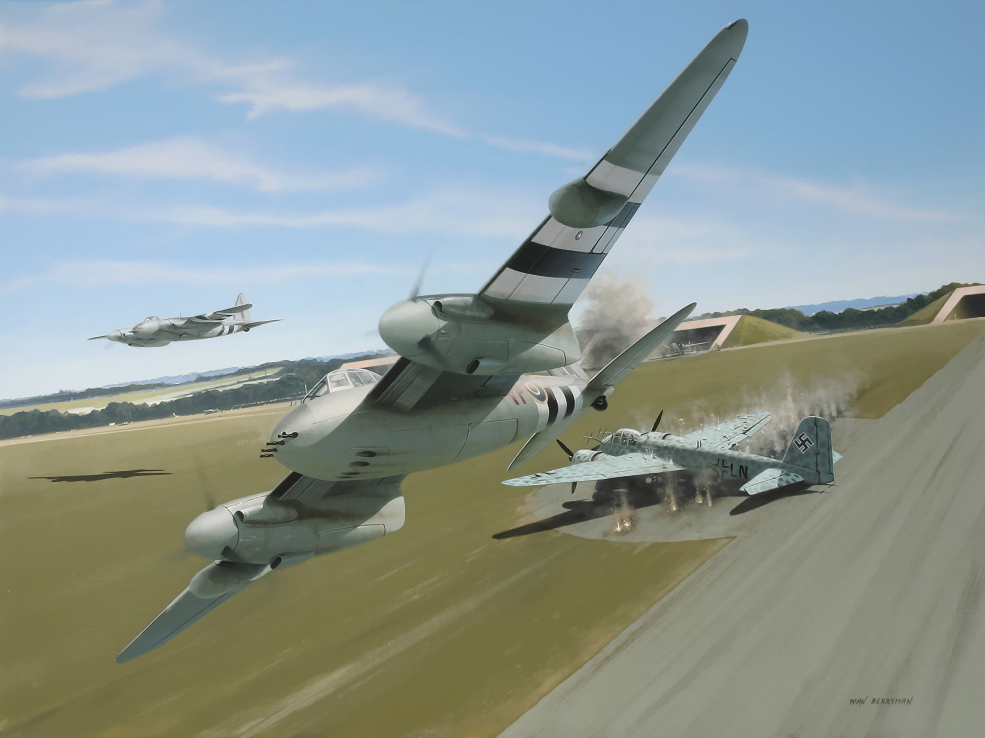 de havilland mosquito britisches flugzeug krieg ww2 kunst malerei