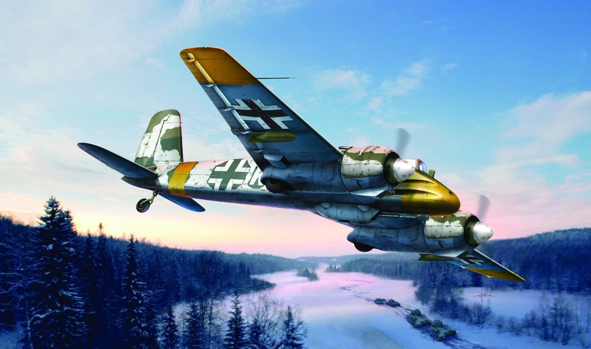 hs 129 avion allemand ww2 guerre art peinture