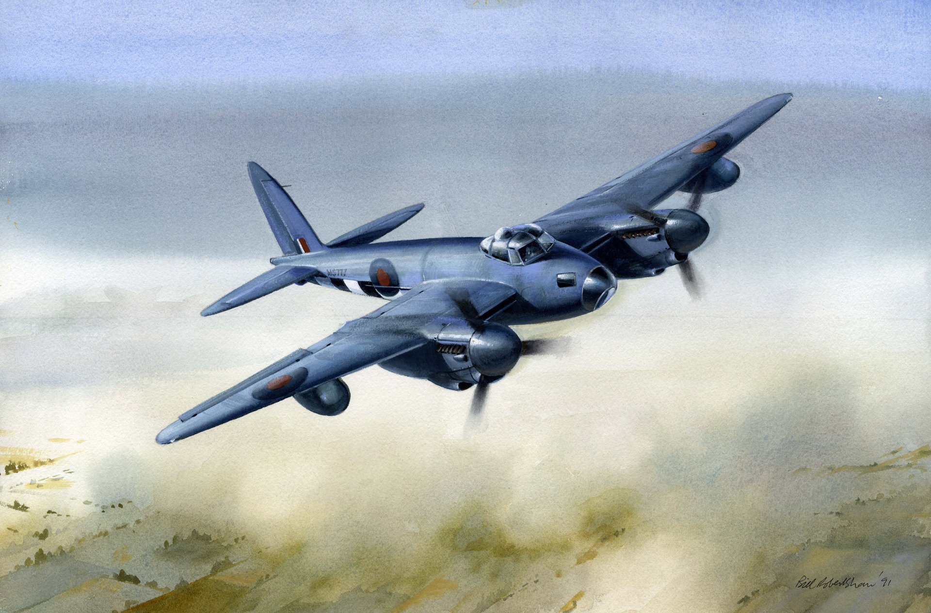 de havilland mosquito british aircraft war ww2 art painting