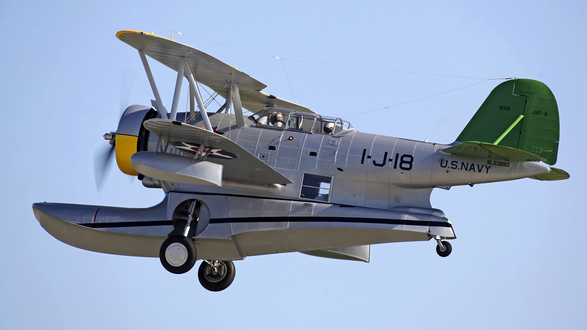 grumman j2f pato avión anfibio pilotos vuelo retro