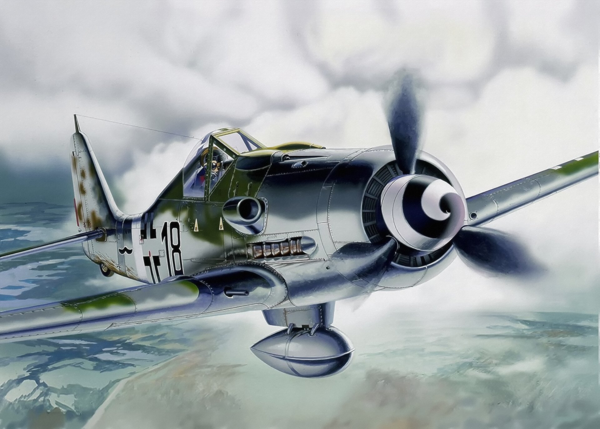 fw 190 d-9 ww2 guerre art painting.aviation avion allemand chasseur de bombardier