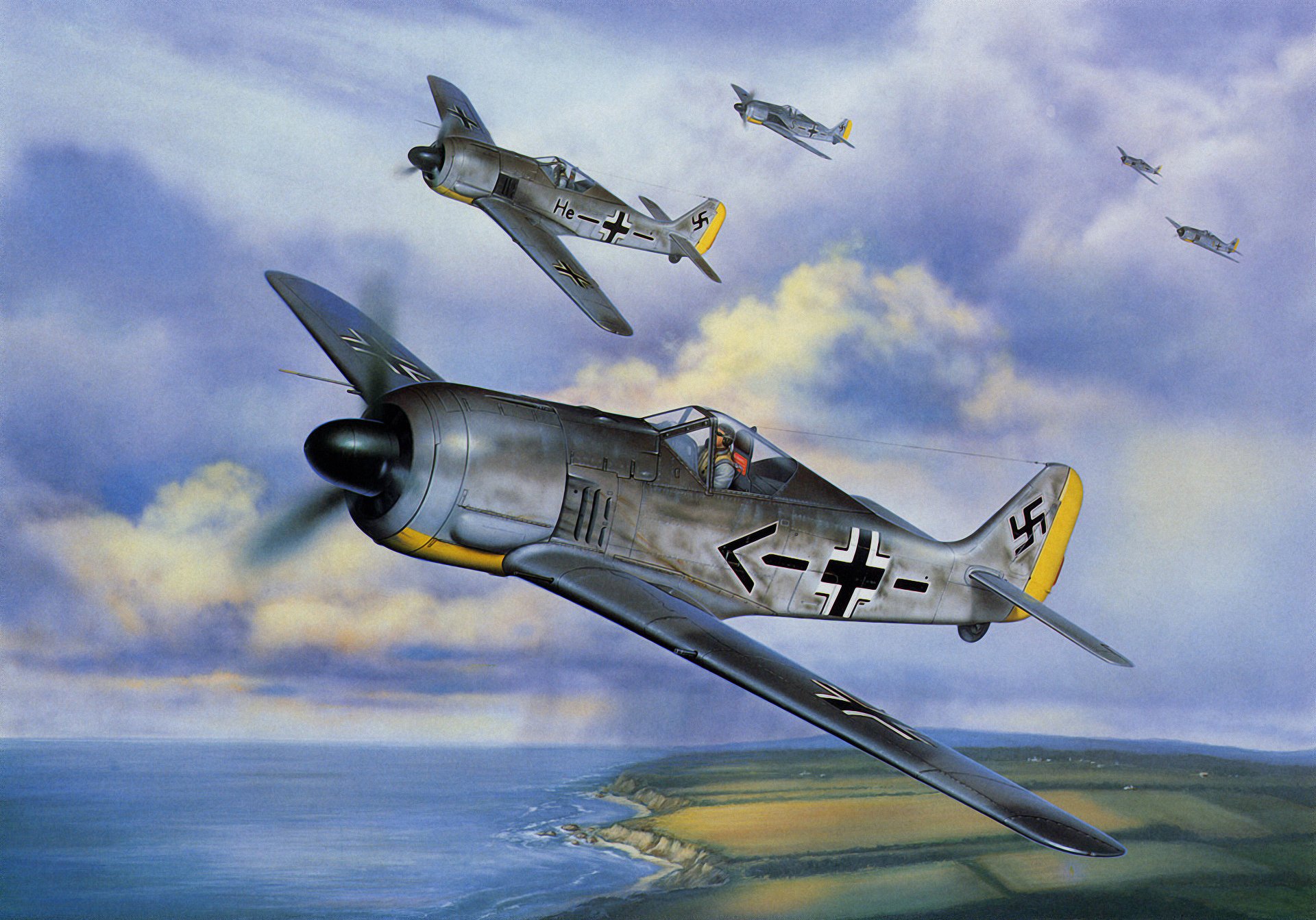 fw 190 ww2 guerre art combattant allemand peinture