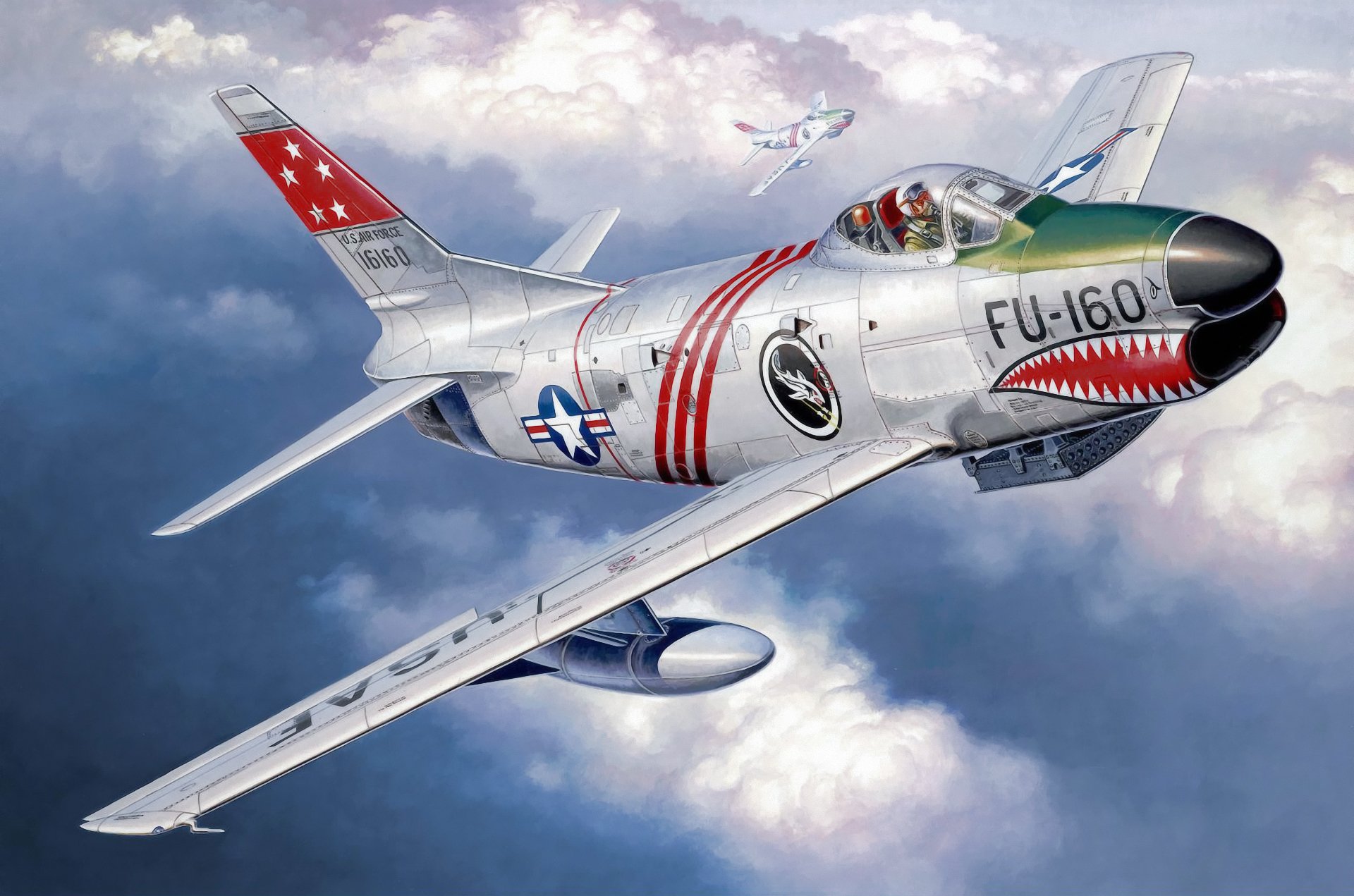 américa del norte f-86d sabre jet avión guerra arte ww2 pintura