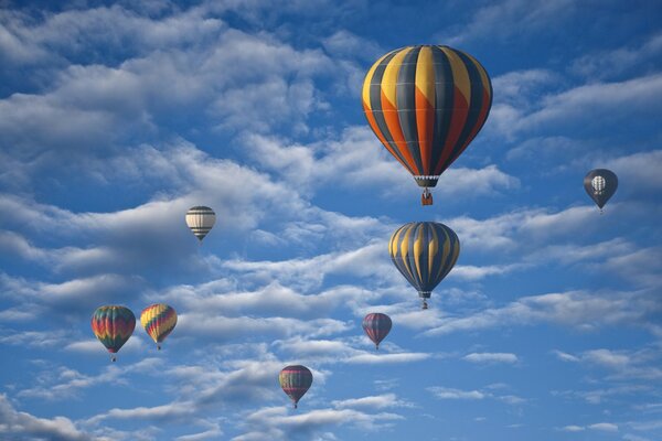 Colorful balloons soar in the sky