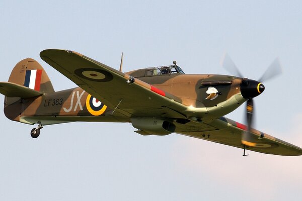 Fighter interceptor in the sky side view