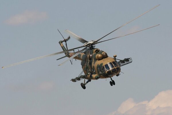 Military helicopter of the Russian Air Force on exercises