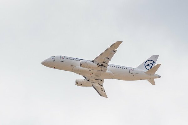 Russian passenger plane super jet takes off