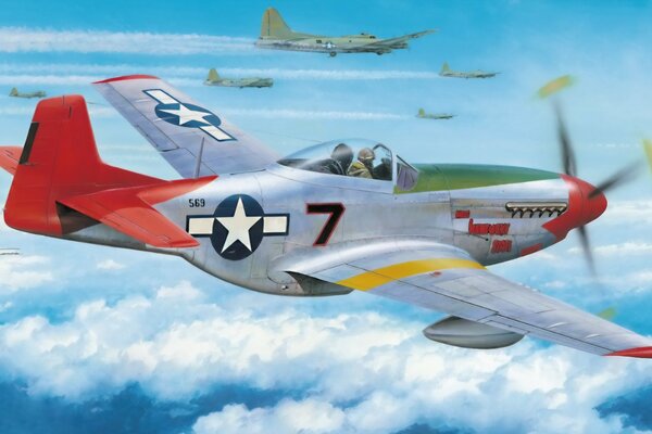 P -51 Mustang d ww2 Sztuka wojna malarstwo